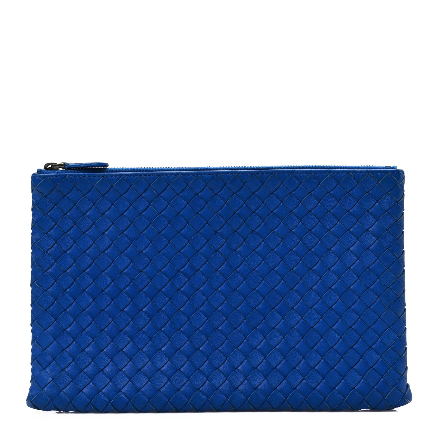Nappa Intrecciato Medium Zip Pouch Signal Blue