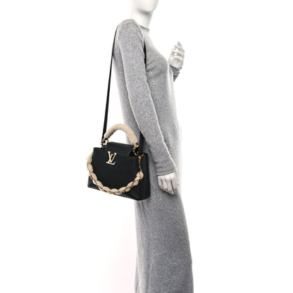 Louis Vuitton Taurillon Shearling Enamel Blossoms Capucines BB Black 2 of 10