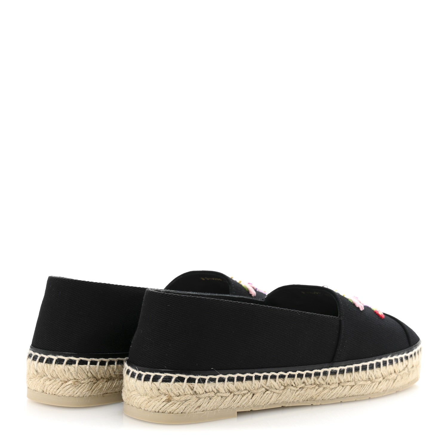 Chanel Canvas Embroidered Floral CC Espadrilles 41 Black 5 of 10