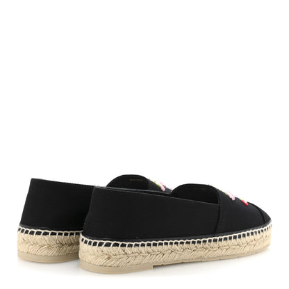 Chanel Canvas Embroidered Floral CC Espadrilles 41 Black 5 of 10