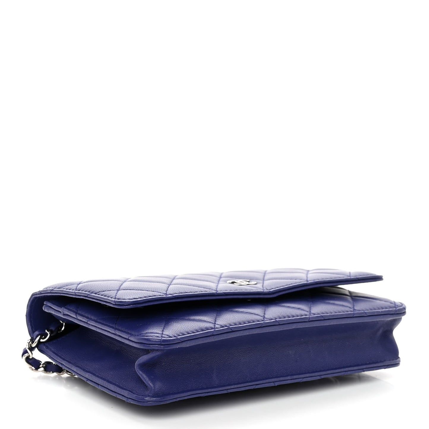 Lambskin Quilted Wallet On Chain WOC Blue
