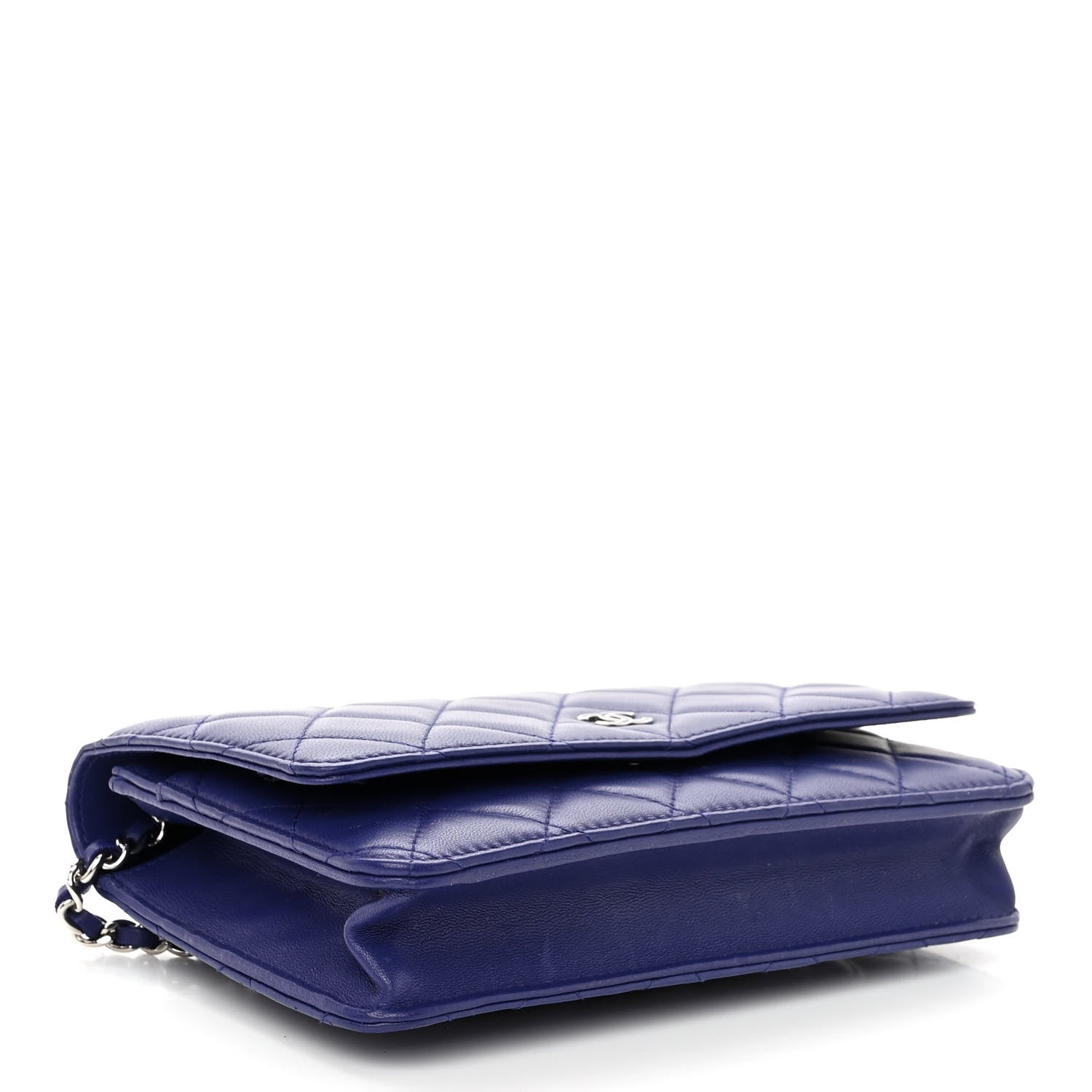 Chanel Lambskin Quilted Wallet On Chain WOC Blue 4 of 11