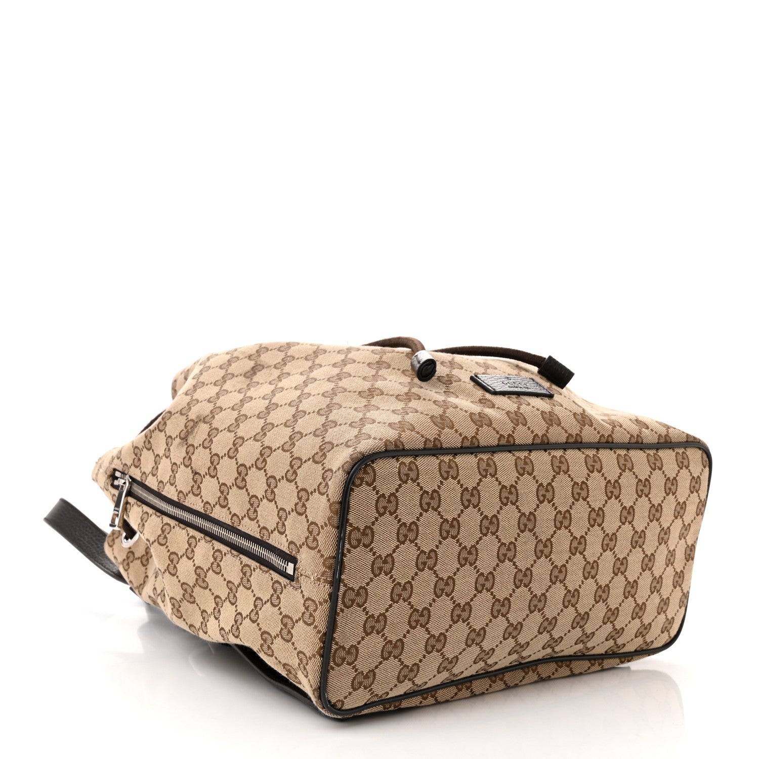 Gucci Monogram Dollar Calfskin O Drawstring Backpack Beige Ebony Testa di Moro Dark Chocolate 4 of 13