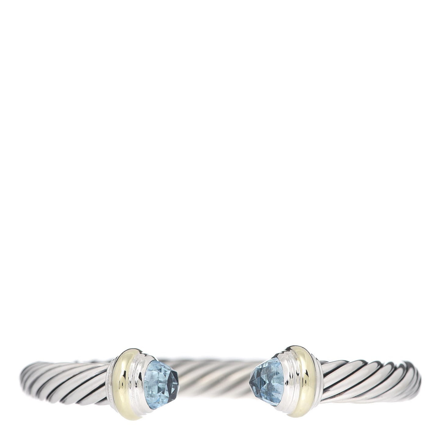 Sterling Silver 14K Yellow Gold Blue Topaz 7mm Cable Classics Bracelet
