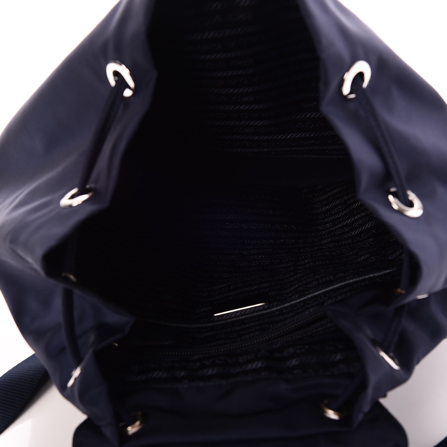 Prada Nylon Vela Saffiano Medium Cinch Backpack Baltico 5 of 7