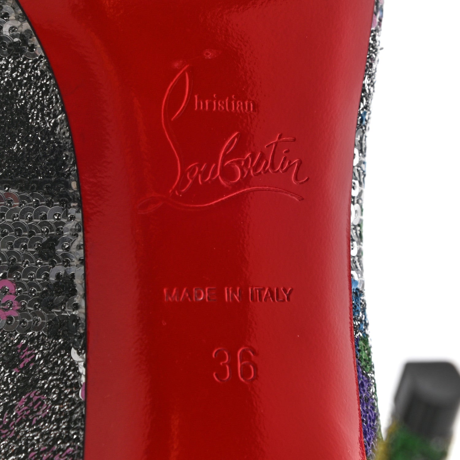 Christian Louboutin Paillette Splash So Kate Booty 85 Ankle Boots 36 Silver Multicolor 6 of 7