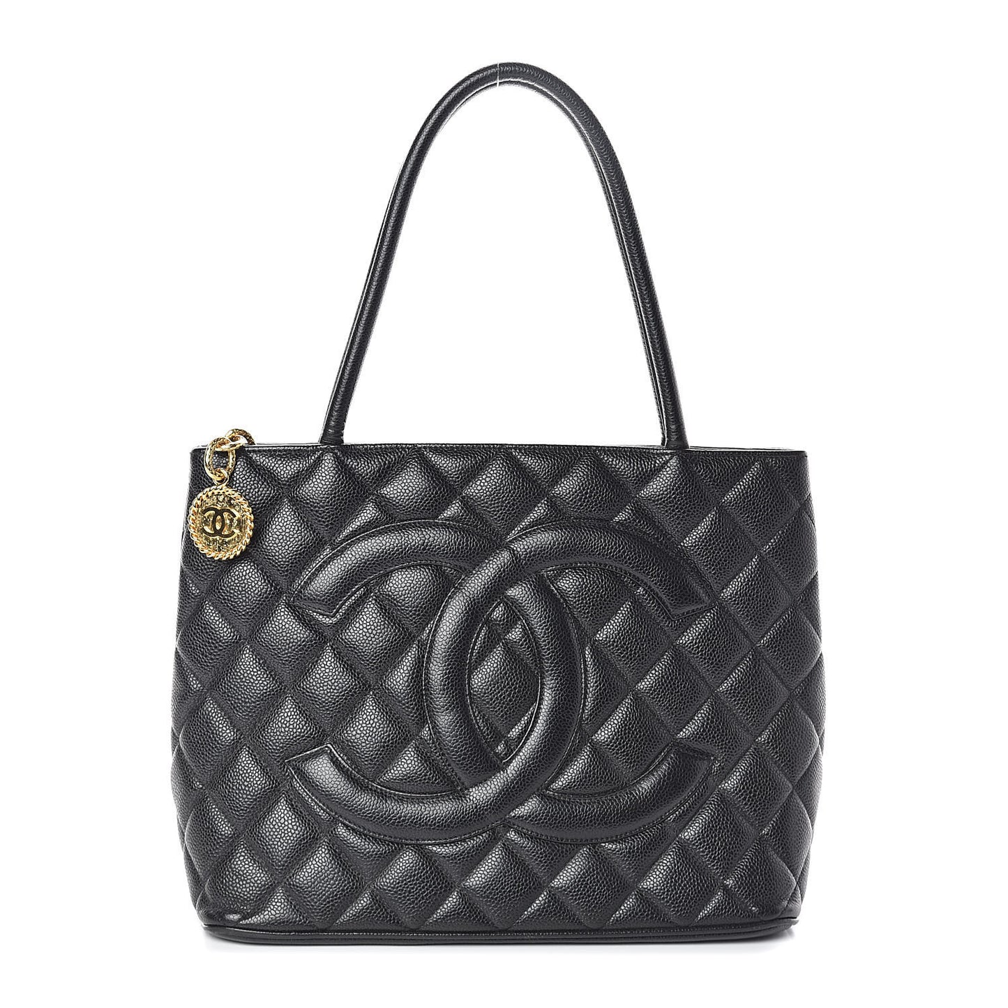 Caviar Quilted Medallion Tote Black
