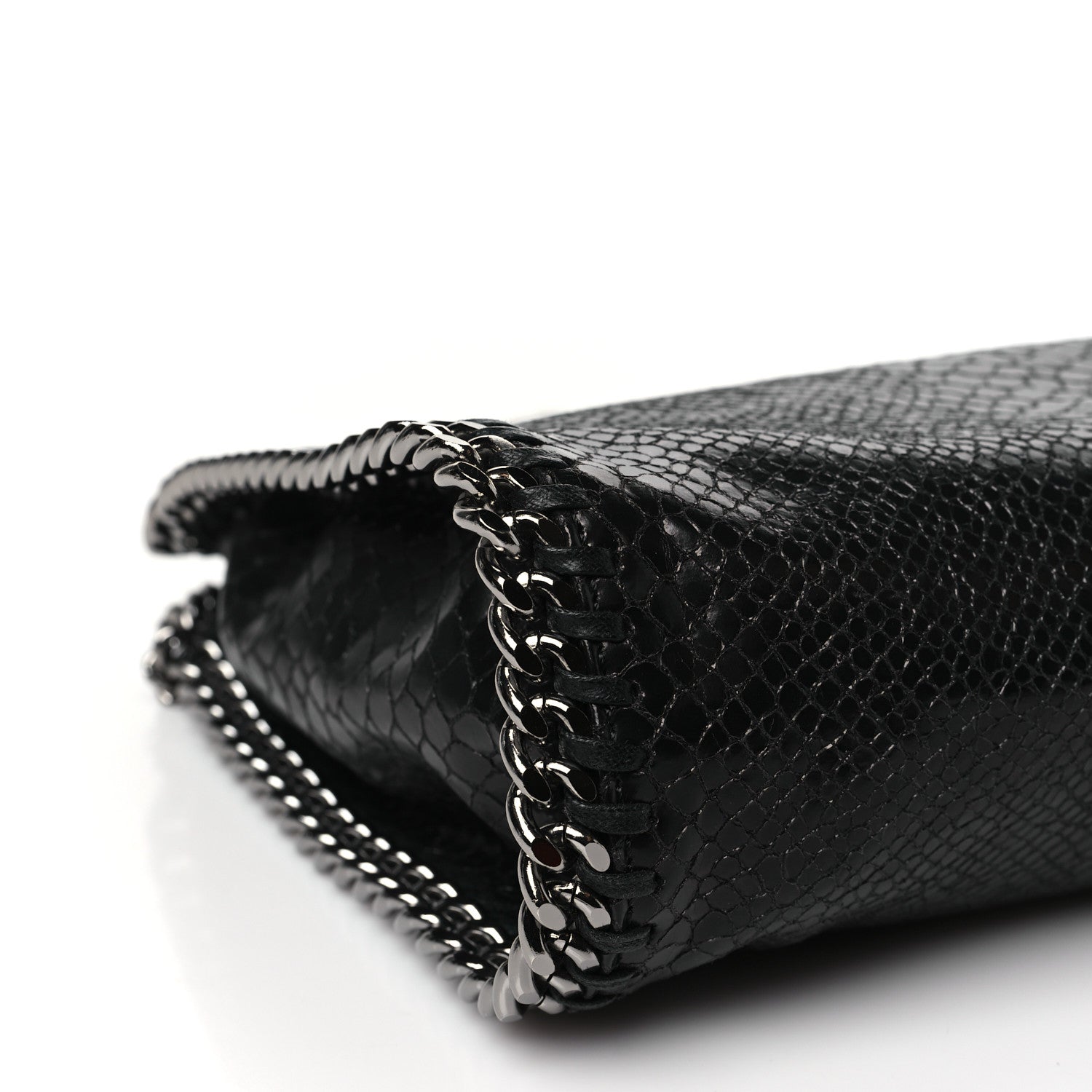 Stella McCartney Faux Snakeskin Small Falabella Fold Over Tote Black 9 of 10