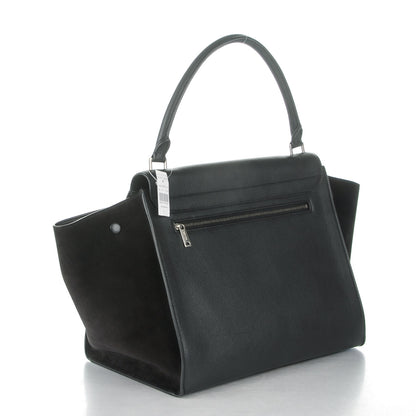 Celine Drummed Calfskin Suede Large Trapeze Black 3 of 8