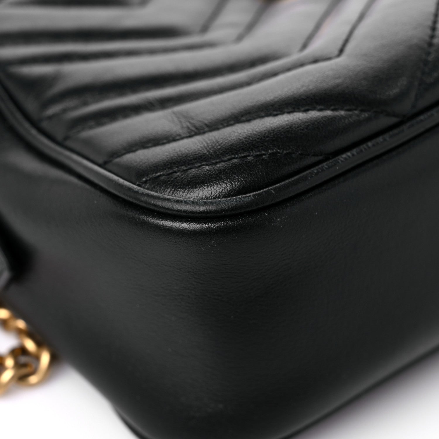 Gucci Calfskin Matelasse Small GG Marmont Chain Shoulder Bag Black 13 of 21