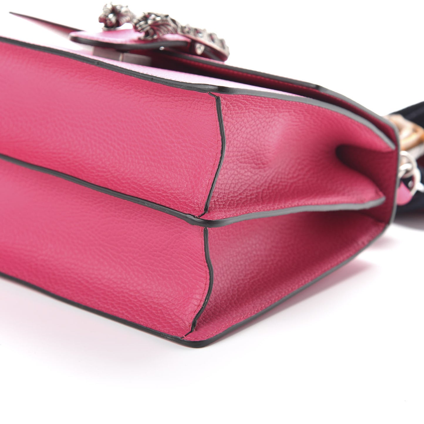 Dollar Calfskin Crystal Web Medium Dionysus Bamboo Top Handle Bag Box Pink Black Diamond