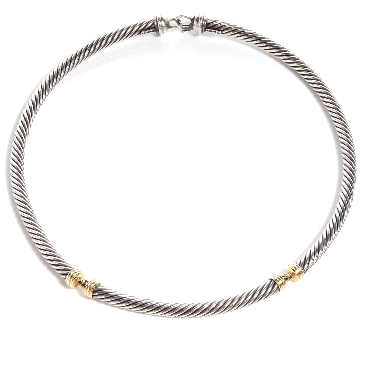 David Yurman Sterling Silver 14k Cable Necklace 3 of 4