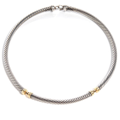 David Yurman Sterling Silver 14k Cable Necklace 3 of 4