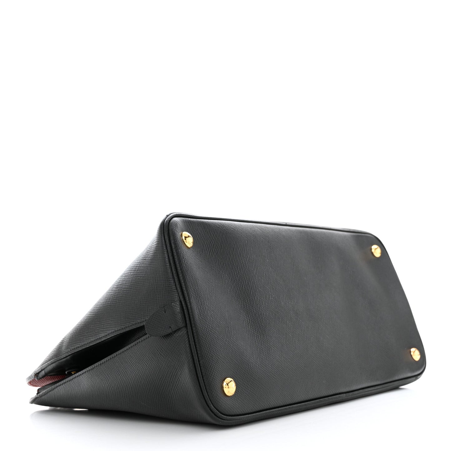 Saffiano Cuir Bi-Color Double Handle Tote Black Fuoco