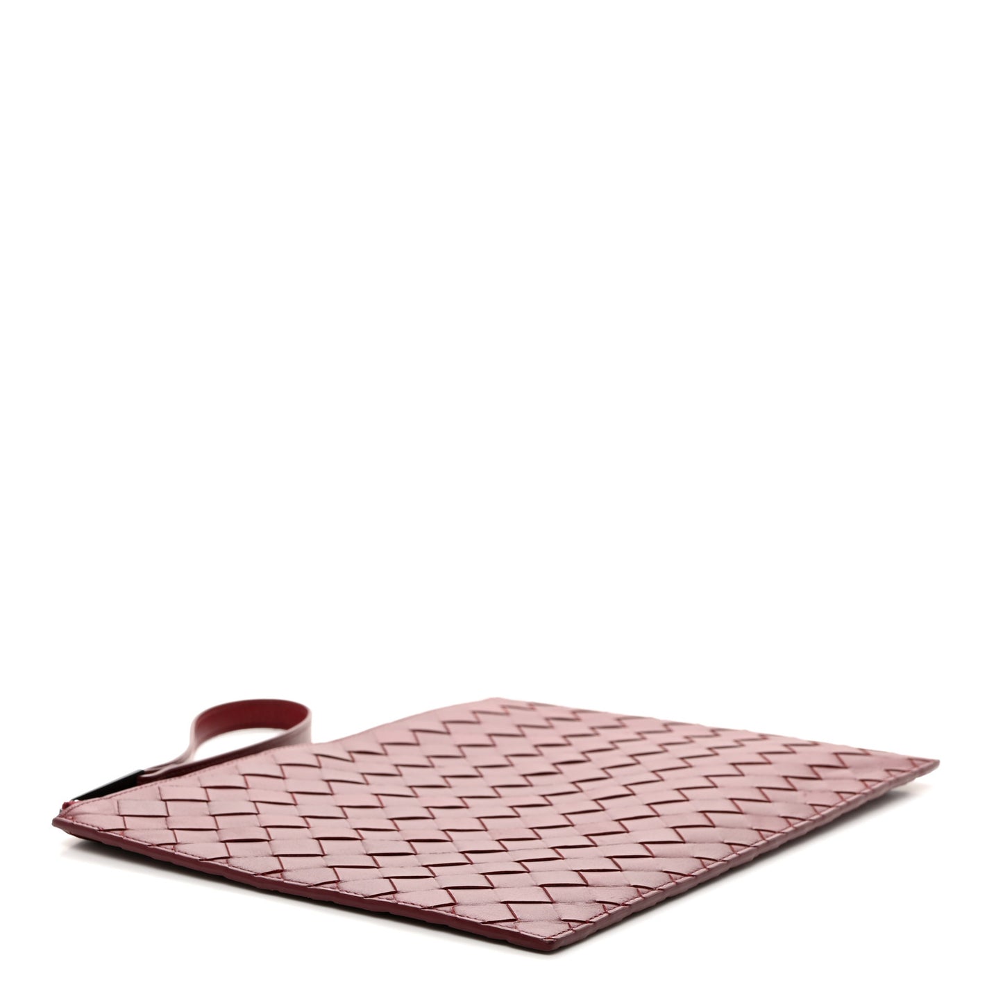 Nappa Intrecciato Wristlet Zip Pouch Bordeaux