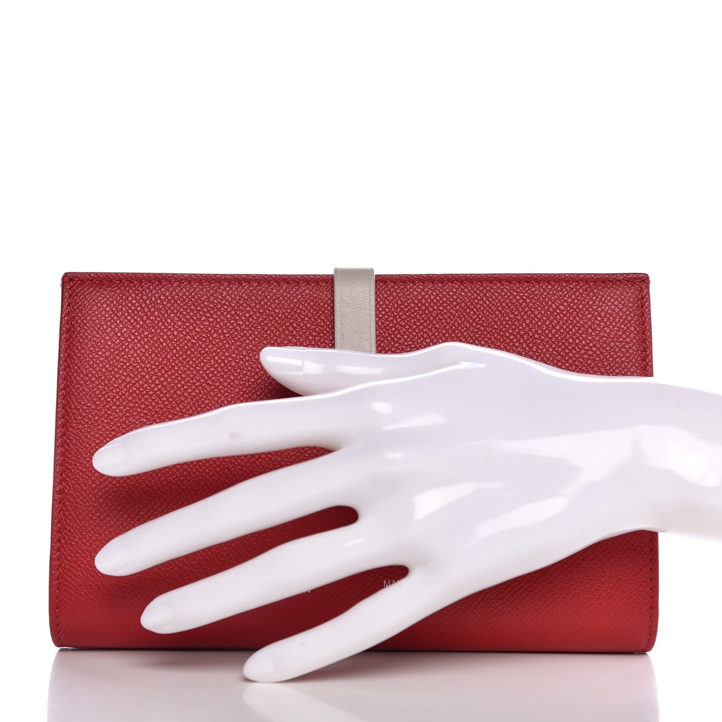 Grained Calfskin Large Multifunction Strap Wallet Pop Red