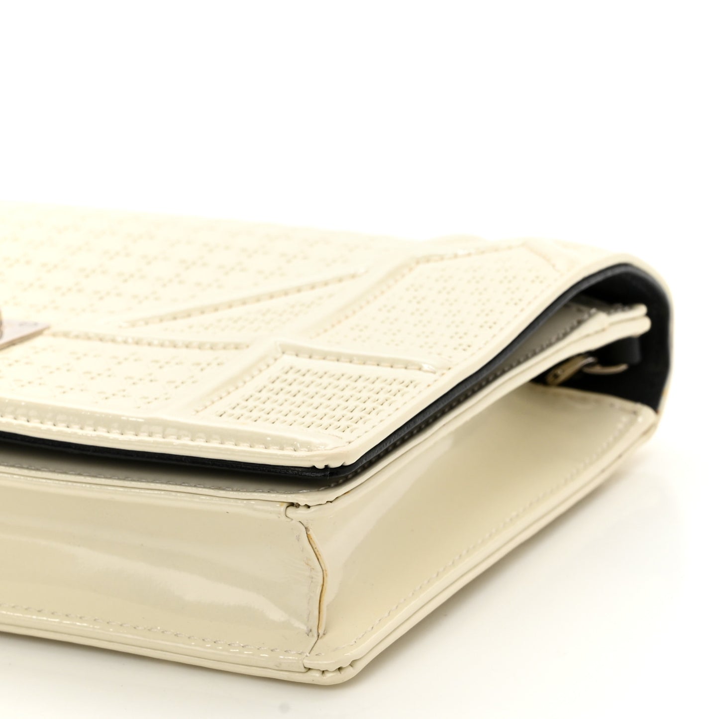 Patent Micro-Cannage Diorama Wallet on Chain Pouch White