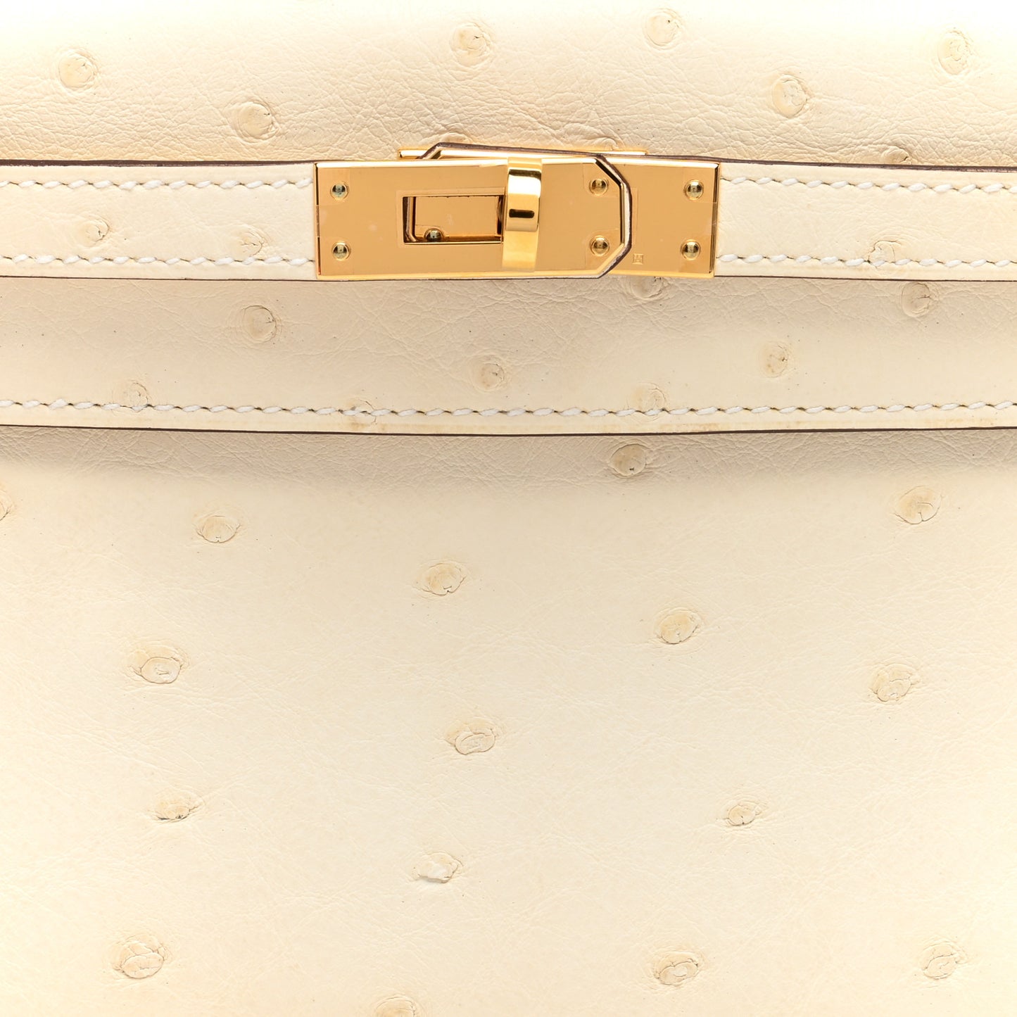 Ostrich Kelly Pochette Clutch Nata