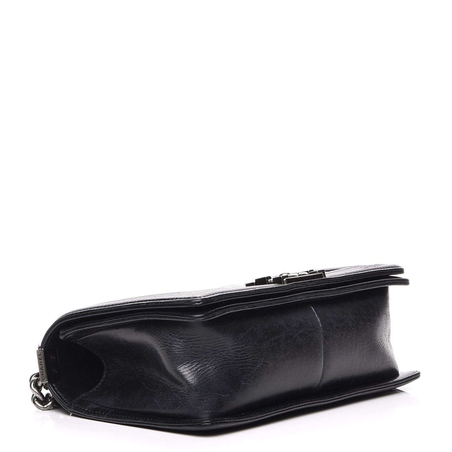 Calfskin Double Stitch Medium Boy Flap Black
