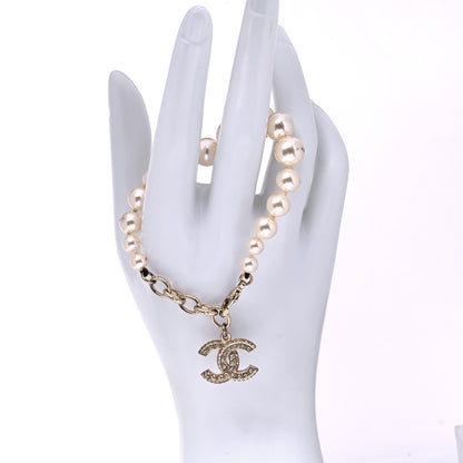 Chanel Graduated Pearl Crystal CC Bracelet Gold 2 of 6