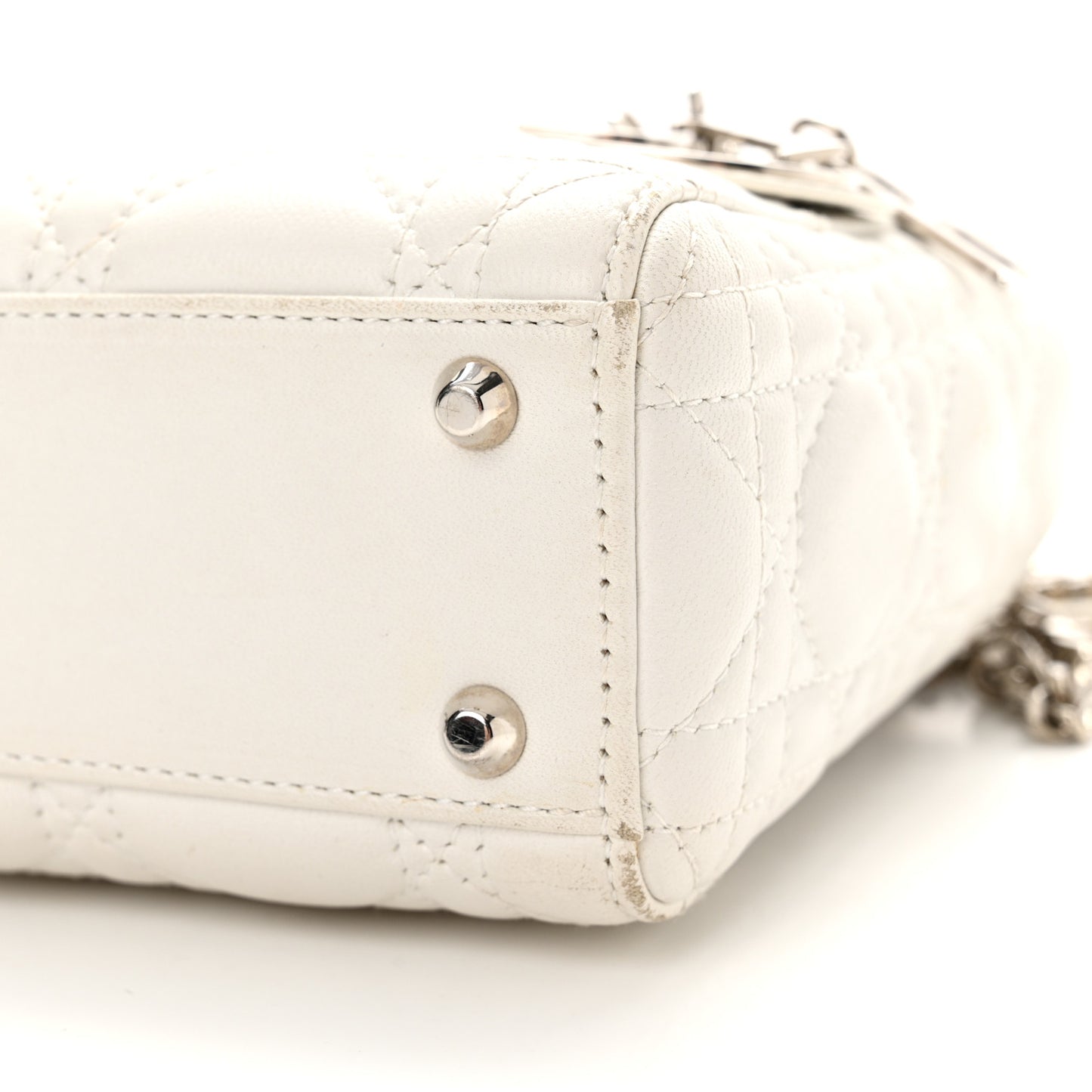 Lambskin Cannage Mini Lady Dior White