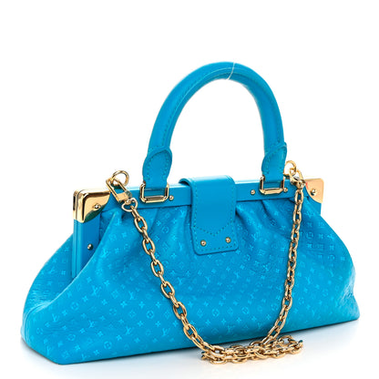 Louis Vuitton Calfskin Nanogram Embossed Clutch Bleu 3 of 10