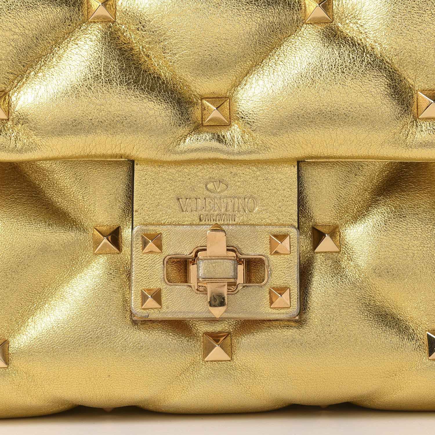 Valentino Garavani Metallic Nappa Candystud Top Handle Bag Gold 10 of 10