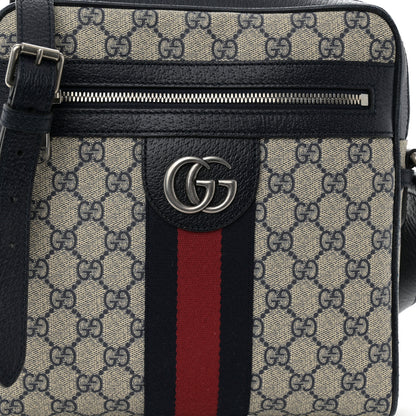 Gucci GG Supreme Monogram Textured Dollar Calfskin Web Small Ophidia Messenger Bag Beige Blue 8 of 10