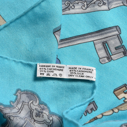 Hermes Cashmere Silk Keys Les Cles Shawl 140 5 of 5
