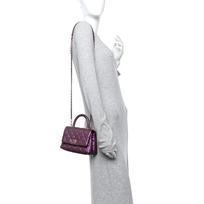 Chanel Iridescent Caviar Quilted Extra Mini Coco Handle Flap Purple 2 of 10