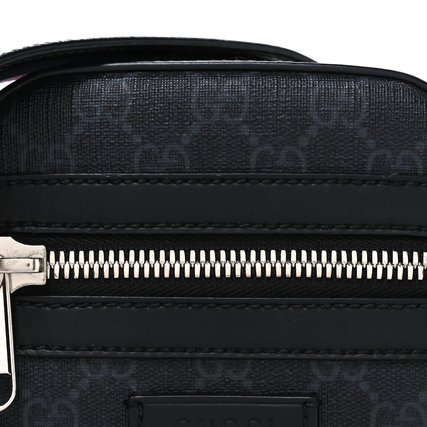 Gucci GG Supreme Monogram Appia Calfskin Web Small Camera Messenger Bag Black Grey 8 of 10
