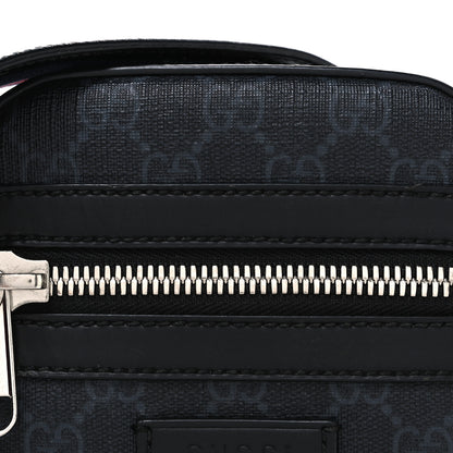 Gucci GG Supreme Monogram Appia Calfskin Web Small Camera Messenger Bag Black Grey 8 of 10