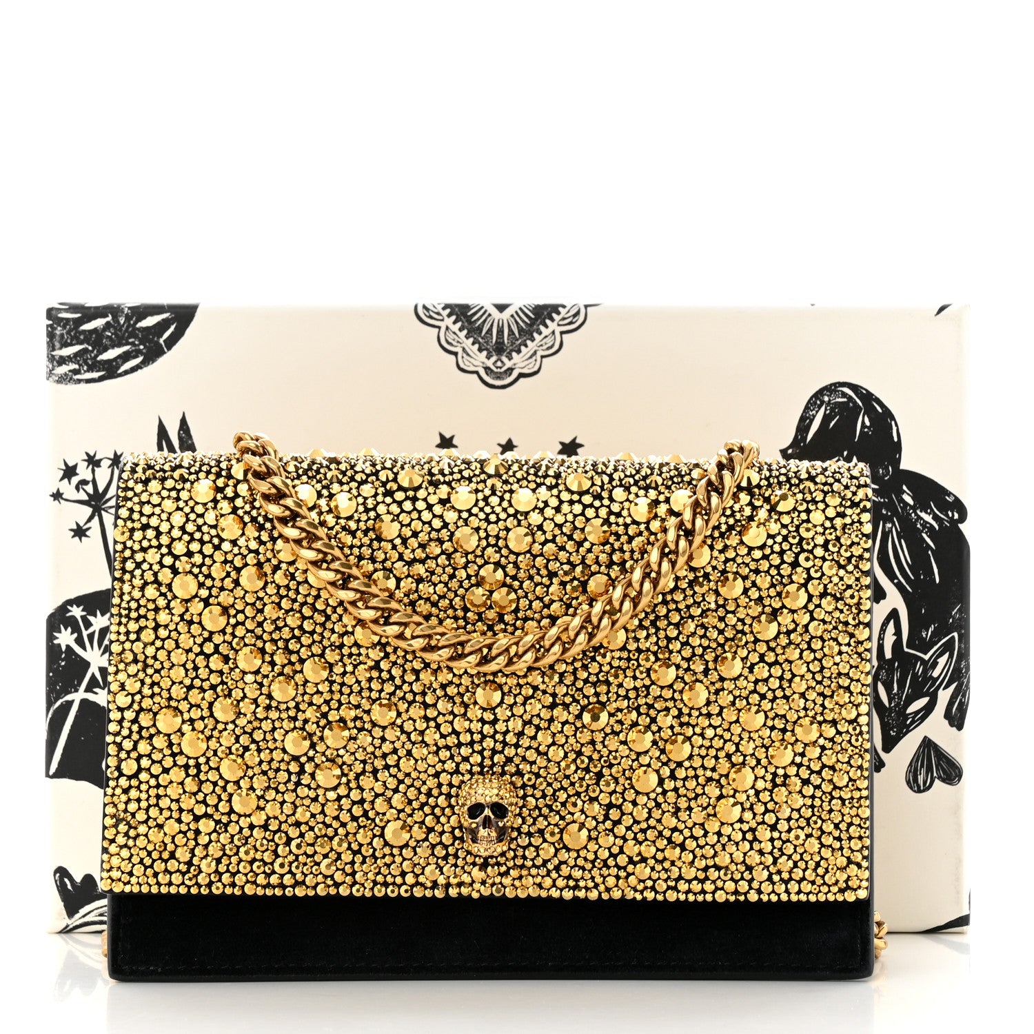 Alexander McQueen Suede Studded Mini Skull Chain Crossbody Bag Black 10 of 10