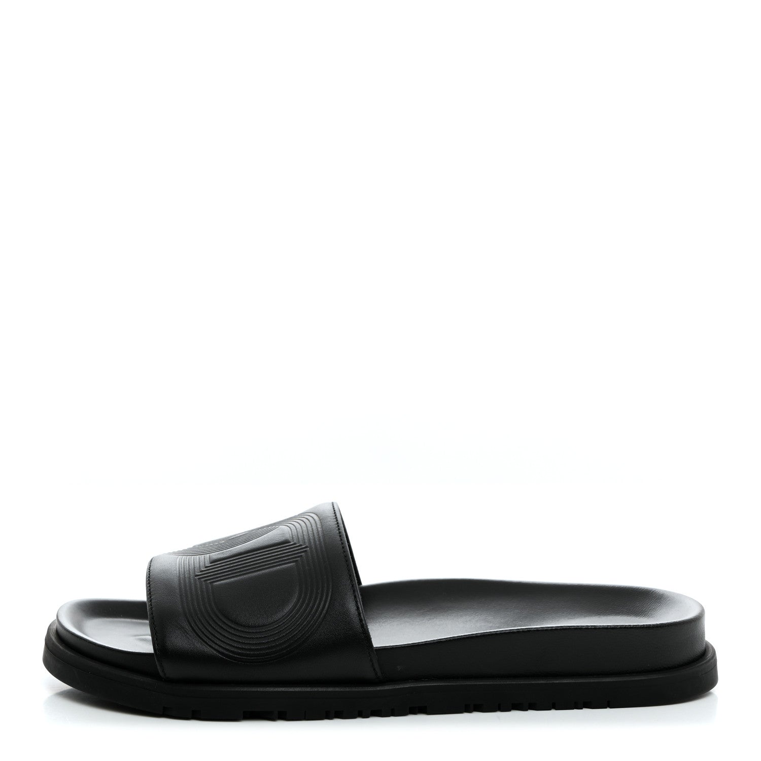 Hermes Calfskin Mens Biarritz Sandals 40 Black 1 of 11