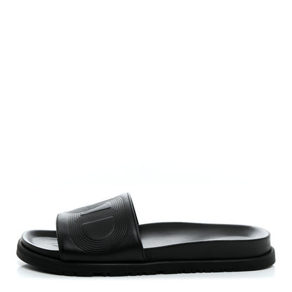 Hermes Calfskin Mens Biarritz Sandals 40 Black 1 of 11