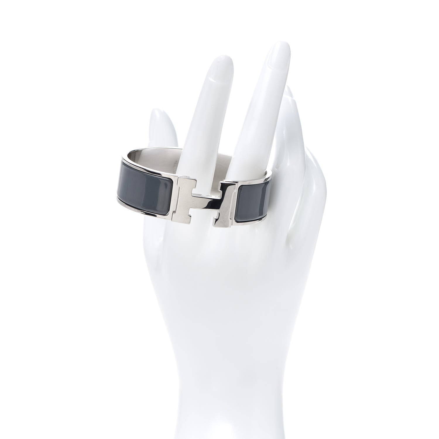 Hermes Enamel Wide Clic Clac H Bracelet GM Ardoise 2 of 5