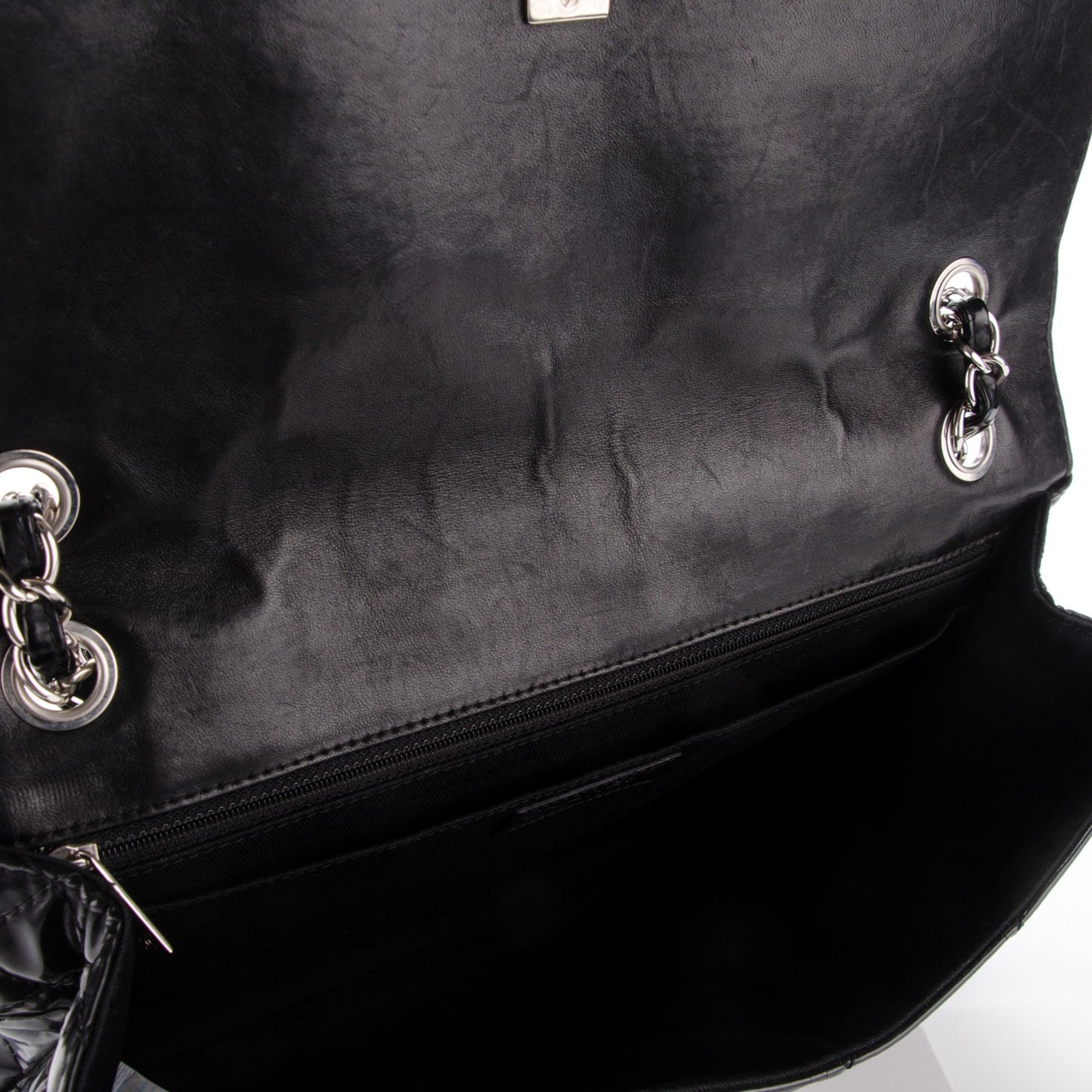 Vinyl Quilted In the Business Flap Bag Black