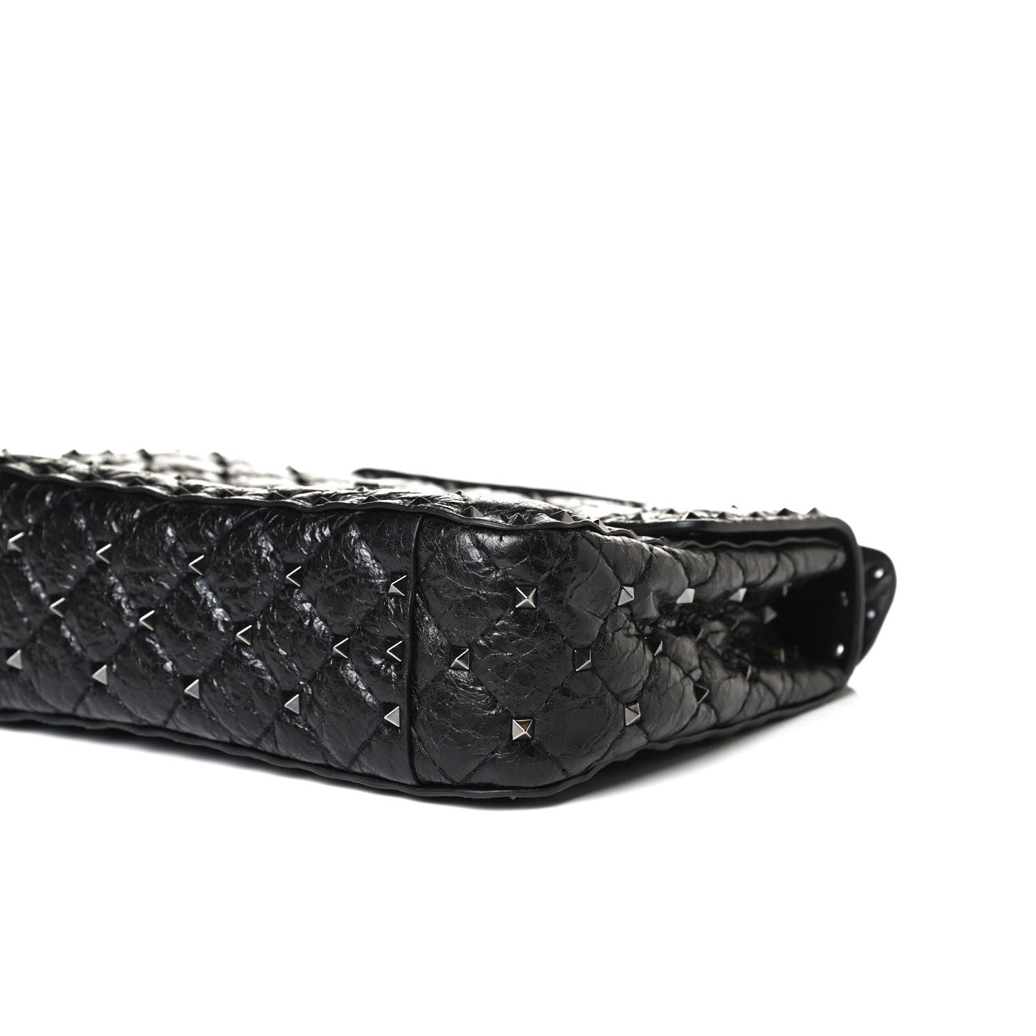 Valentino Garavani Craquele Nappa Medium Rockstud Spike Shoulder Bag Black 10 of 12