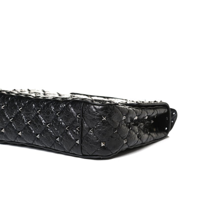 Valentino Garavani Craquele Nappa Medium Rockstud Spike Shoulder Bag Black 10 of 12