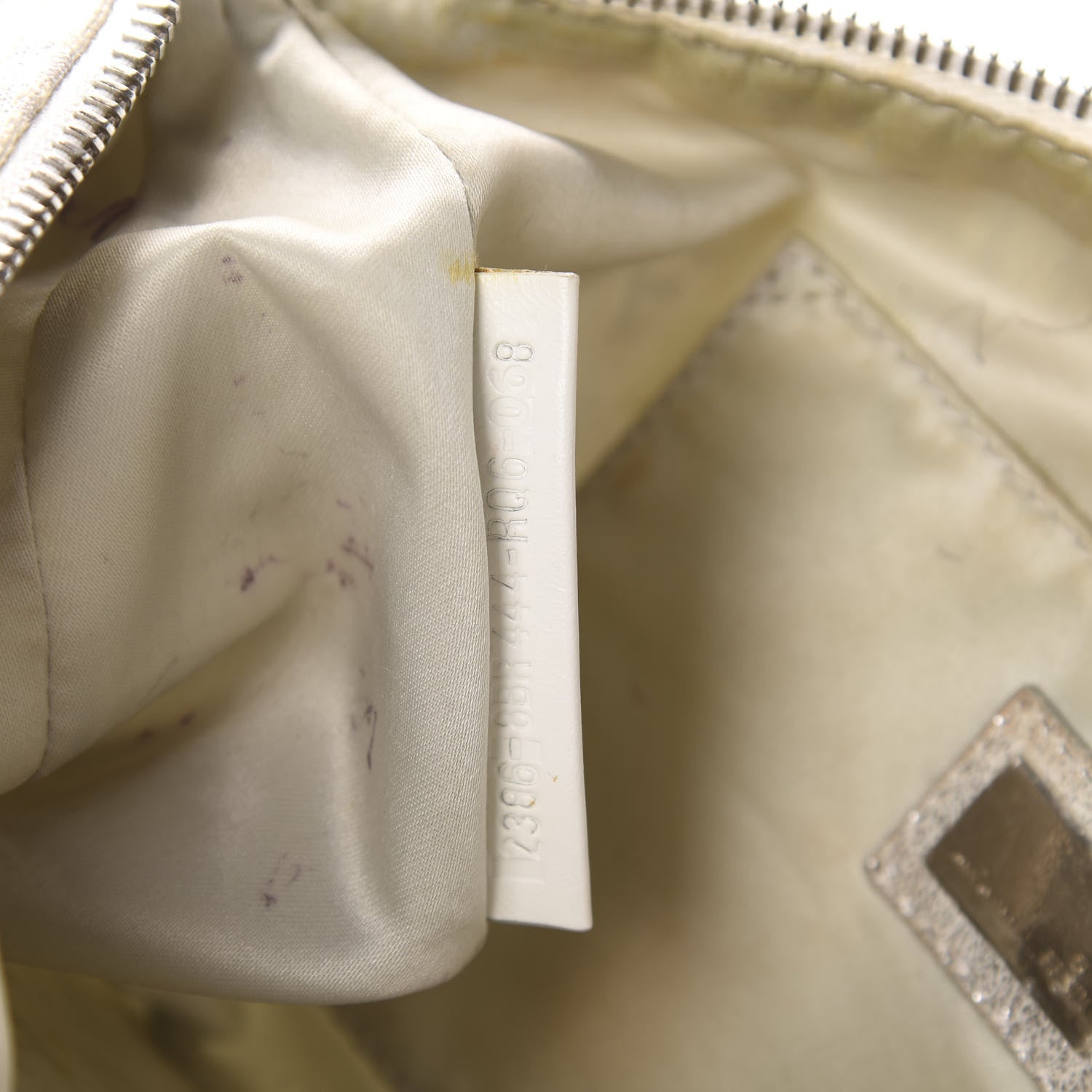 Fendi Metallic Lurex Zucchino Suede Small Shoulder Bag White Argento 11 of 12