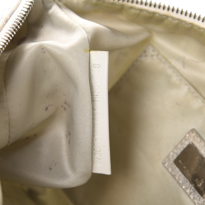 Fendi Metallic Lurex Zucchino Suede Small Shoulder Bag White Argento 11 of 12