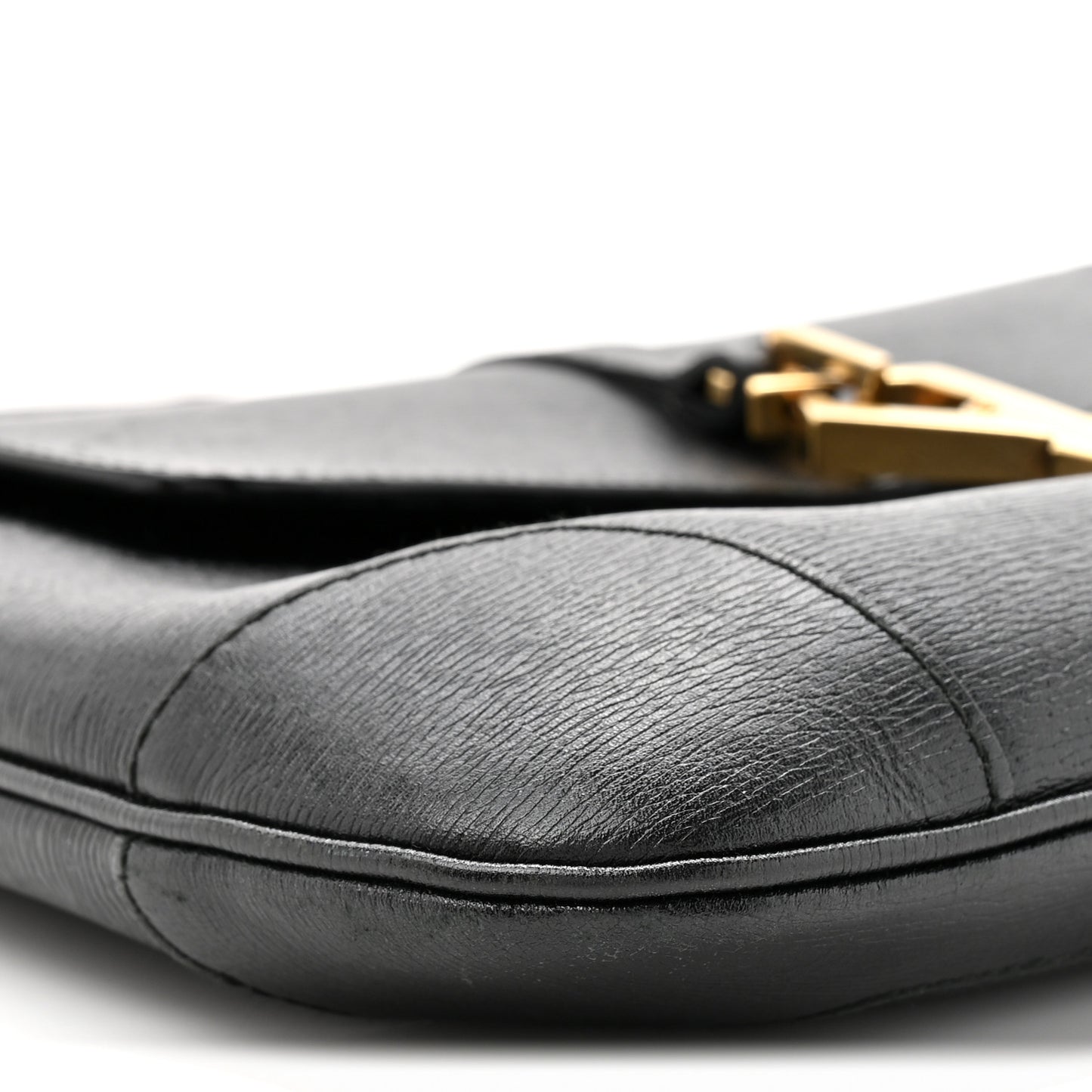 Calfskin Bamboo Handle Jackie O Hobo Black