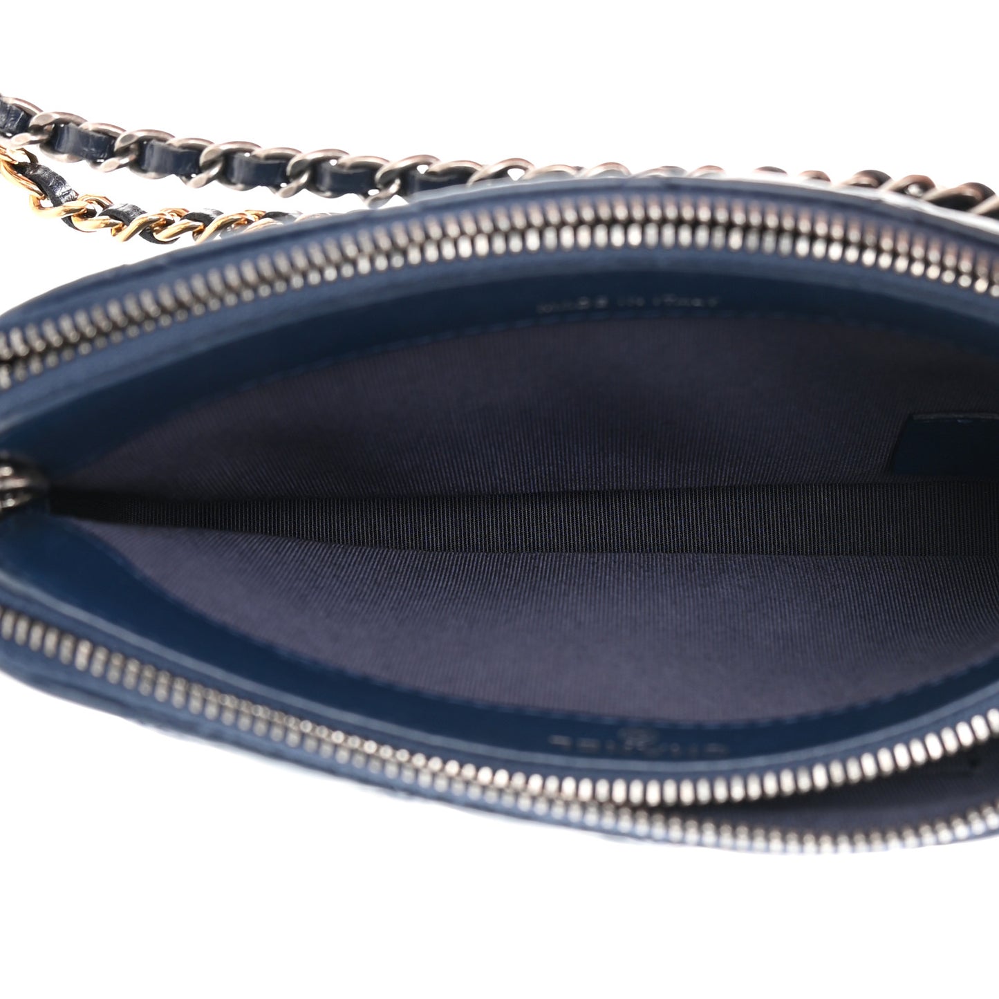 Aged Calfskin Quilted Small Gabrielle Clutch With Chain Navy Black