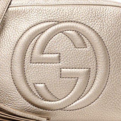 Gucci Metallic Pebbled Calfskin Small Soho Disco Bag Golden Beige 10 of 18