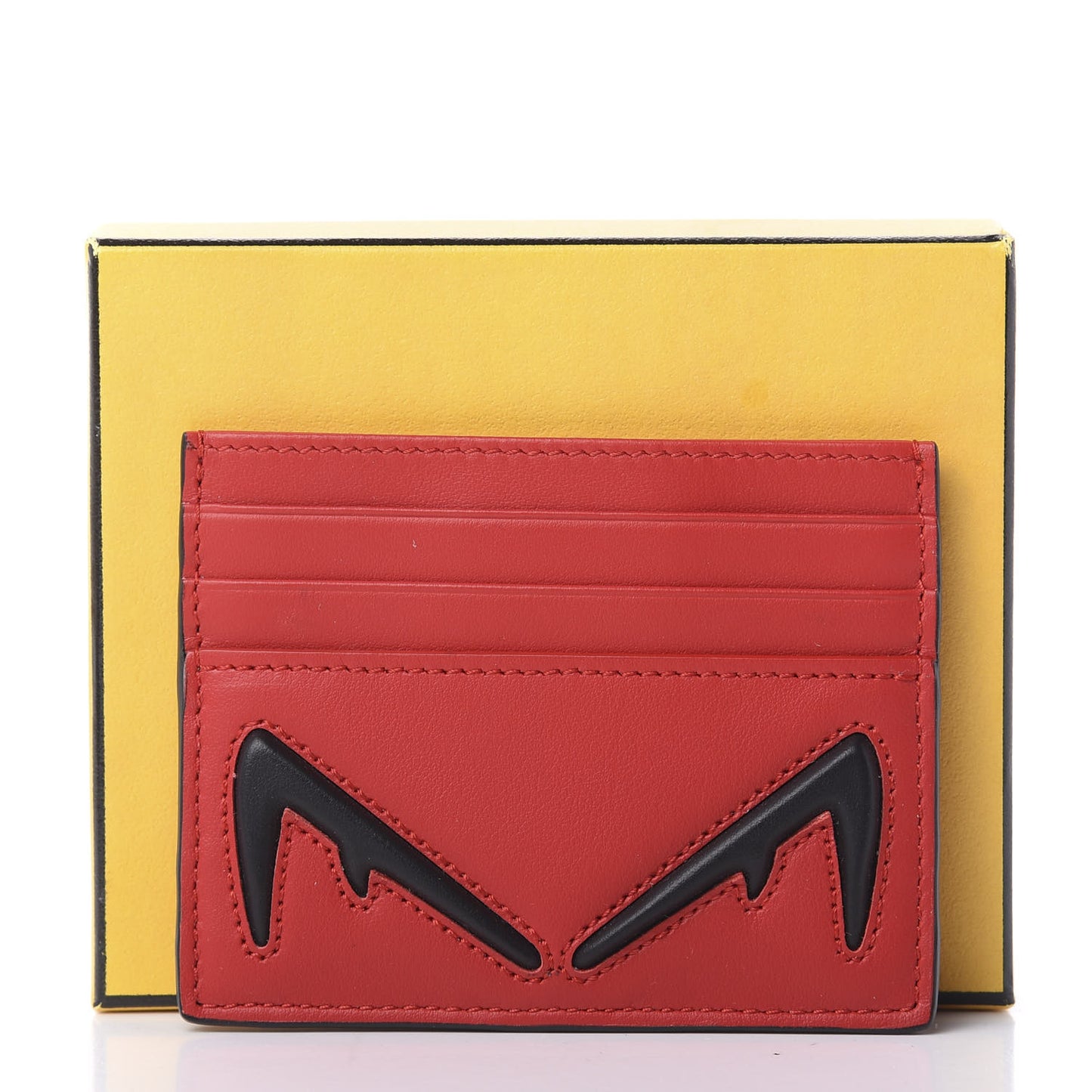 Vitello Century Bi-Color Devil Eyes Card Holder Rosso Black