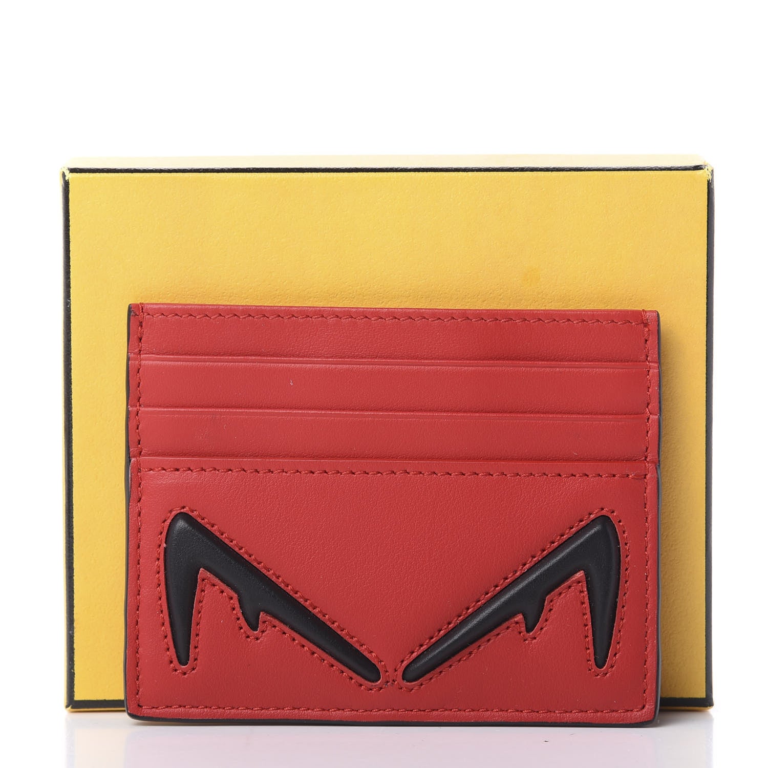 Fendi Vitello Century Bi-Color Devil Eyes Card Holder Rosso Black 7 of 7