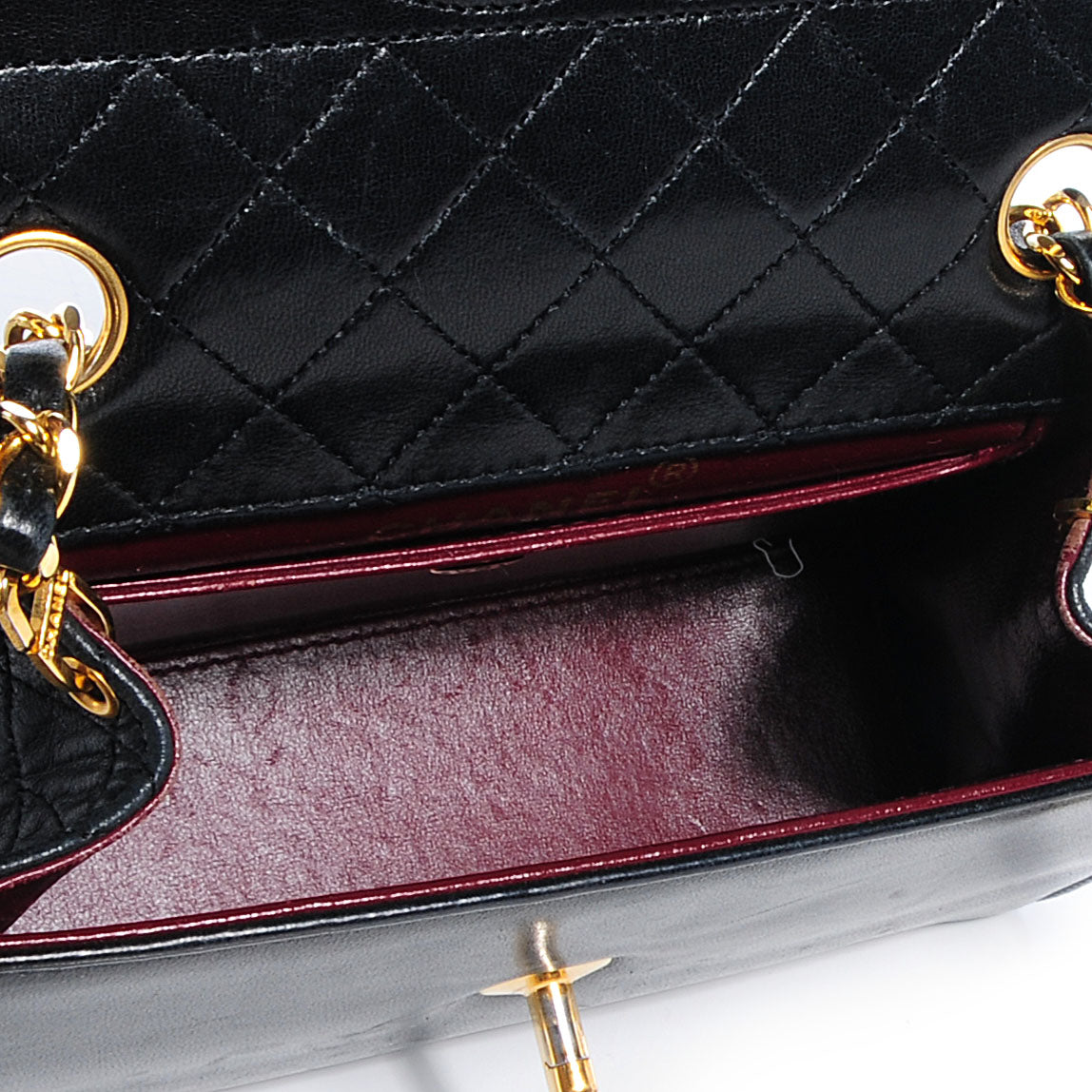 Lambskin Quilted Shoulder Flap Bag Black