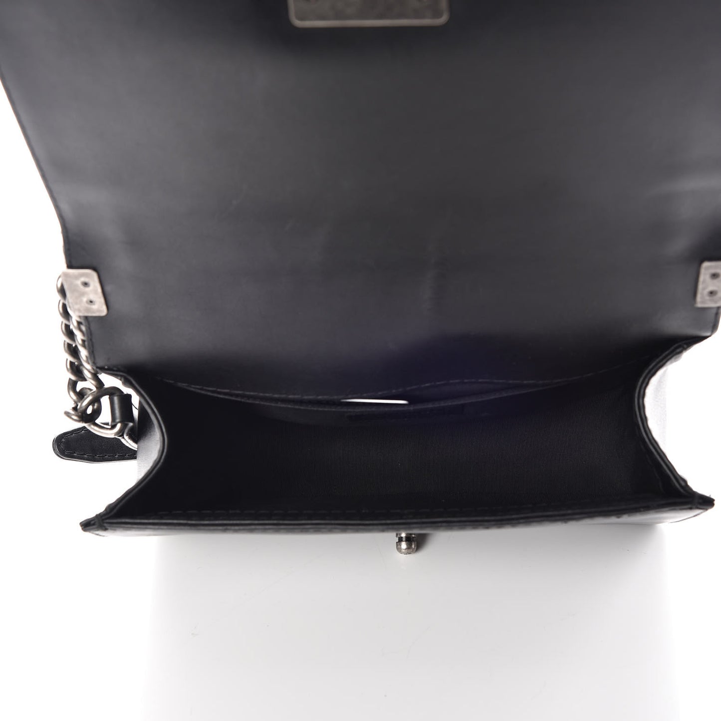 Calfskin Double Stitch Medium Boy Flap Black
