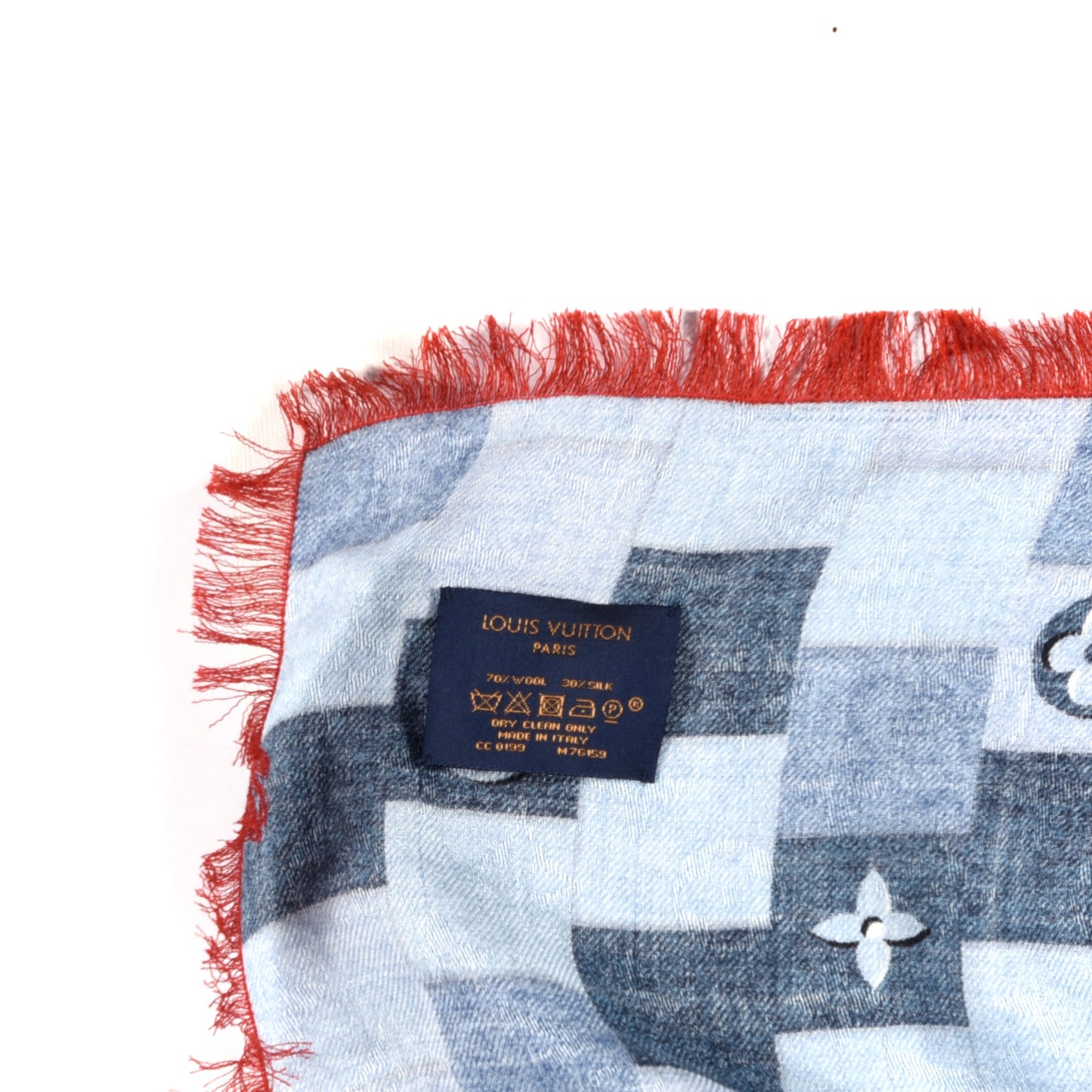 Monogram Denim Patchwork Shawl Blue