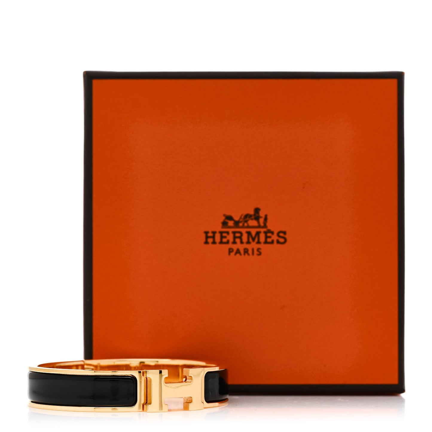 Enamel Narrow Clic Clac H Bracelet PM Black